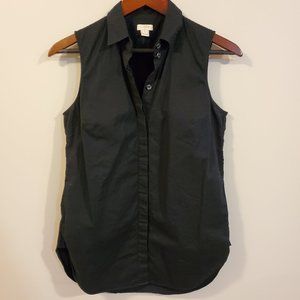 J. Crew Black Sleeveless Button Down Top